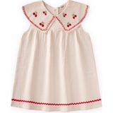 Cigit Müslin Nakışlı Elbise Kız Çocuk 2-5 Yaş Naturel Maxi Stil Özel Olay - 18 - 24 Ay
