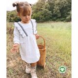 Cigit Nakışlı Fırfırlı Mevsimlik Organik Müslin Elbise 1-8 Yaş Ekru - 5 - 6 Yaş
