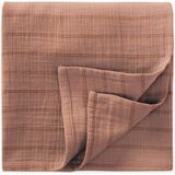 Cigit Organik Müslin Naturel Battaniye 90X100Cm Kahve Çift Çizgili - 90 x 100 cm