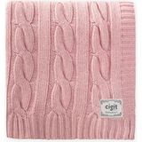 Cigit Saç Örgü Triko Battaniye 80X100 cm (+/-5 Cm) Pudra Pembe - 80 x 100 cm