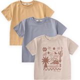 Cigit Üçlü Set Erkek T-Shirt 2-10 Yaş Kum Mavi Sundres