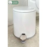 Cigo 6 Lt Yumuşak Kapanan Pedallı Banyo Mutfak Ofis Çelik Çöp Kovası - Beyaz & İç Kısım Gri