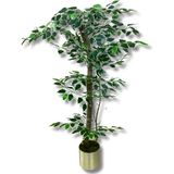 Cihan Çiçekçilik Yapay Ağaç Ficus 120 cm 15X15 cm Metal Saksı - Yeşil