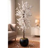 Cihan Çiçekçilik Yapay Beyaz Bahar Dalı Ağacı 160cm- 27x33 cm Küre Saksılı