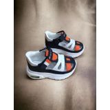 Cihan Shoes Erkek Bebe Ortopedik Cırtlı Esnek Hafif Nefes Alabilen Beyaz Lacivert Beyaz Turuncu Renk Işıklı Bebek Sneaker Spor Ayakkabı (Lacivert Beyaz)