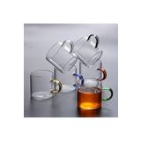 CİHO 6' LI Renkli Kulplu Borosilikat Cam Kahve Çay Kupa Bardağı 100 ml (vivatti)