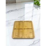 Ciho Bambu Ahşap Bölmeli Kare Dekoratif Çerezlik Sunumluk 20*20 cm (Vivatti)