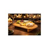 CİHO Bambu Ayaklı Şık Oval Sunumluk 39,5 cm – Şık Pasta & Tatlı Kek Servis Sunum Tabağı Tepsisi