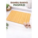 CİHO Bambu Kaydırmaz Tabanlı Banyo Paspası/ Matı Katlanabilir Koku Yapmaz Paspas 70×45 cm