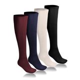 Ciho Socks 4 Çift Diz Altı Kışlık Kadın Bordo-indigo-siyah-beyaz Yünlü Uyku Çorabı Soft Touch