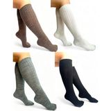 Ciho Socks 4 Çift Dizaltı Kışlık Kadın Yünlü Uyku Çorabı Soft Touch - 36 - 40 - Siyah - Beyaz