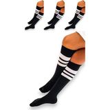Ciho Socks 4 Çift Kız Çocuk Kadın Karışık Çizgili Kaymayan Diz Altı Orta Okul Lise Kolej Okul Çorabı - 0TB-Siyah - 34 - 38
