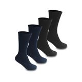 CİHO Socks 4 Çift Yünlü Siyah - Lacivert Erkek Lambswool Doğal Yumuşak Kalın Termal Kışlık Fitilli Derbi Soket Çorap