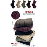 Ciho Socks 6 Çift Kadın Ekstra Kalın Fitilli Derbili Kışlık Norveç Bot Çorabı Soket Çorap - 36 - 40 - Renkli
