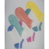 Ciho Socks 6 Çift Kadın File Örgülü Nova Renkli Patik Çorap - 36 - 40 - Beyaz - Pembe