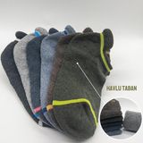 Ciho Socks 6 Çift Kadın Kışlık Havlu Taban Pastel Renkler Çekçekli Patik Çorap - 36 - 40 - Altın Sarısı