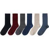 Ciho Socks 6 Çift Yünlü Kadın Norveç Doğal Yumuşak Kalın Termal Kışlık Fitilli Derbi Soket Çorap - 36 - 40 - Renkli