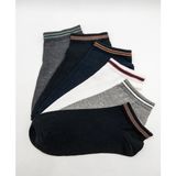 Ciho Socks Basic Erkek 6 Çift Lastik Kısmı Şerit Detaylı Patik Çorap - 40 - 44 - Siyah - Beyaz - Gri