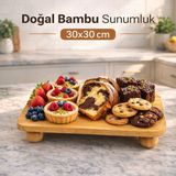 Ciho Socks Ciho Bambu Top Mantar Ayaklı Kare Sunumluk 30X30 cm – Şık Pasta & Tatlı Servis Tabağı - 30 x 30 cm