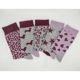 Ciho Socks Daily 5 Çift Kadın Pamuklu Günlük Spor Desenli Eğlenceli Soket Çorap - Çok Renkli-KR1 - 36 - 40