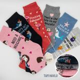 CİHO SOCKS Daily 6 Çift Kadın Tam Havlu Yumuşak Eğlenceli Desenler Kışlık Soket Çorap PEMBE,KIRMIZI,SİYAH,GRİ,MAVİ,BEYAZ 36-40