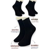 Ciho Socks Premium 3 Çift Bambu Kadın Lastiksiz Roll Top Soket Dikişsiz Çorap / Iz Bırakmaz / Sıkmayan Çorap - 36 - 40 - 01-Siyah