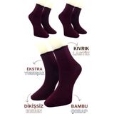 Ciho Socks Premium 3 Çift Bambu Kadın Lastiksiz Roll Top Soket Dikişsiz Çorap / Iz Bırakmaz / Sıkmayan Çorap - 36 - 40 - Bordo