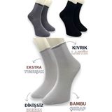 Ciho Socks Premium 3 Çift Bambu Kadın Lastiksiz Roll Top Soket Dikişsiz Çorap / Iz Bırakmaz / Sıkmayan Çorap - 36 - 40 - Gri