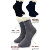 Ciho Socks Premium 3 Çift Bambu Kadın Lastiksiz Roll Top Soket Dikişsiz Çorap / Iz Bırakmaz / Sıkmayan Çorap - 36 - 40 - Lacivert