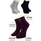 Ciho Socks Premium 3 Çift Bambu Kadın Lastiksiz Roll Top Soket Dikişsiz Çorap / Iz Bırakmaz / Sıkmayan Çorap - 36 - 40 - Vişne