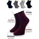 Ciho Socks Premium 5 Çift Kadın Lastiksiz Bambu Dikişsiz Soket Çorap - Çok Renkli - 36 - 40
