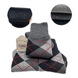 CİHO Socks Premium Termal 3 Çift Erkek Ekose Desen Sıkmayan Lastikli Kışlık Çorap Siyah - Antarasit - Gri 40-44