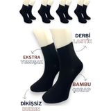 Ciho Socks Socks Premium 5 Çift Erkek Derbi - Tenis Bambu Dikişsiz Soket Çorap - 01-Siyah - 40 - 44