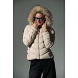 Çıkabilir Suni Kürklü Kapüşon, Su Iticili Kumaş, Kadın Anorak Mikro Mont @avele - Taş - XL