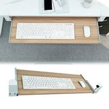 Çıkarılabilir Ayarlanabilir Klavye Tepsisi, Masa Altı Ahşap Klavye Tepsisi C Kelepçeli Delme Yok Çekme Tasarımı Ev Ofis için Ayarlanabilir Kesici Platform, (Beyaz, 65x30 cm(26x12 İnç))