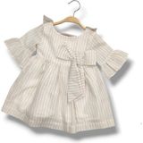 Çikoby Kız Bebek Dokuma Çizgili Elbise CK50525 - Bej - 12 - 18 Ay