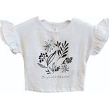 Çikoby Kız Bebek Pamuklu Çiçek Baskılı Kolları Fırfırlı Bluz - 12 - 18 Ay - Beyaz