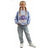 Çikoby Kız Çocuk Lila Baskılı Crop Sweatshirt – %100 Pamuk, Rahat ve Modern Tasarım - 10 - 11 Yaş