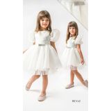 Çilek Bebe Tüllü Ve Saten Doğum Günü Ve Bayramlık Çocuk Abiyesi - 001-Beyaz - 5 Yaş