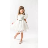 Çilek Bebe Tüllü Ve Saten Doğum Günü Ve Bayramlık Çocuk Abiyesi - 1 - 2 Yaş - 001-Beyaz