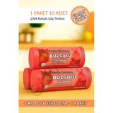 Çilek Kokulu Büzgülü Çöp Torbası 10'Lu 1 Paket - Orta Boy 55X60 Cm