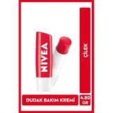 Çilek Renkli Dudak Bakım Kremi Ve Parlatıcısı 4.8Gr, Nemlendirici, Hafif Kırmızı Işıltı