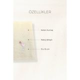 Çilekli Kokteyl Nakışlı Keten Mini Peçete – 15X15 cm | Fincan Altlığı & Kokteyl Peçetesi - Bej