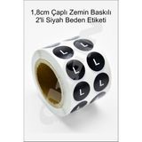 Çılgın Etiket 1,8cm Yuvarlak Zemin Baskılı Siyah Renk 2'li Stiker Rulo Etiket - 1000 Adet - L-BEDEN