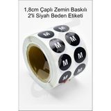 Çılgın Etiket 1,8cm Yuvarlak Zemin Baskılı Siyah Renk 2'li Stiker Rulo Etiket - 1000 Adet - M-BEDEN