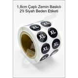 Çılgın Etiket 1,8cm Yuvarlak Zemin Baskılı Siyah Renk 2'li Stiker Rulo Etiket - 1000 Adet - XL-BEDEN