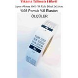 Çılgın Etiket Siyah Yıkama Talimatı Etiketi 1000'lik Rulo 2x3,6cm %95 Pamuk %5 Elastan - XL Beden