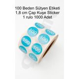 Çılgın Etiket Sütyen 80 Beden 1,8cm Yuvarlak Zemin Baskılı Turkuaz Renk 2'li Stiker Rulo Etiket - 1000 Adet - 100-BEDEN