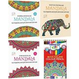 Çılgın Zeka Yetişkinler İçin Mandala Boyama Kitabı Seti(3'lü) PENSAN 12’li Kuru Boya HEDİYELİ