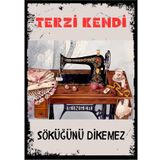 Çılgıntrend 28 x 20 cm Terzi Kendi Söküğünü Dikemez Ahşap Duvar Posteri